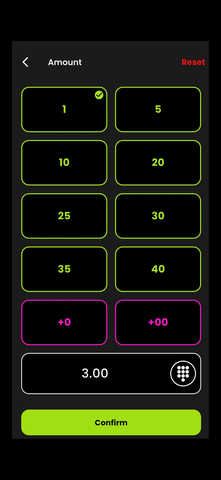 PartyPot mahjong money wallet — entering a transfer amount with quick-tap denominations